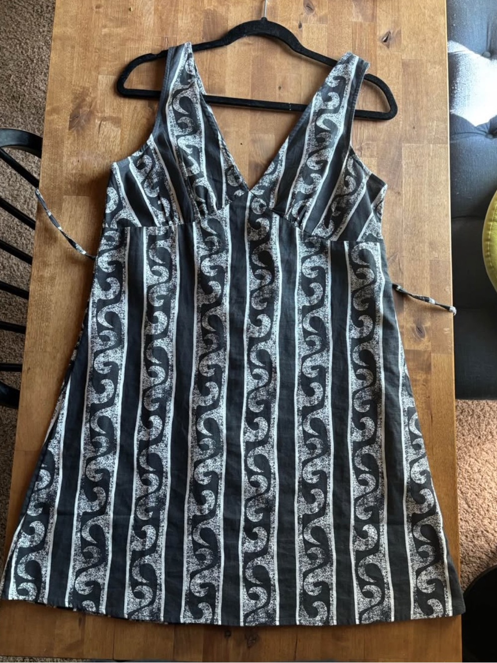 Billabong Black and White Striped V-Neck Mini Dress